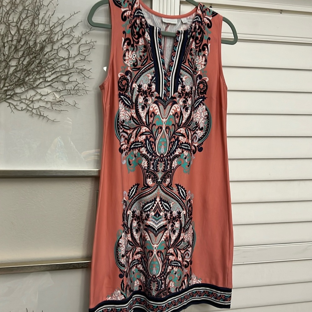 Coral Dress with Pattern